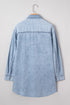Raw Hem Chest Pocket Denim Loose T Shirt Dress