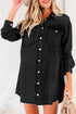 Raw Hem Chest Pocket Denim Loose T Shirt Dress
