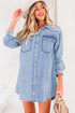 Raw Hem Chest Pocket Denim Loose T Shirt Dress