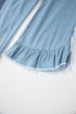 Raw Hem Distressed Ruffled Wide Leg Denim Jeans