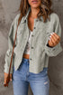 Raw Hem Flap Pocket Cropped Corduroy Jacket
