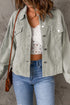 Raw Hem Flap Pocket Cropped Corduroy Jacket