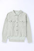 Raw Hem Flap Pocket Cropped Corduroy Jacket