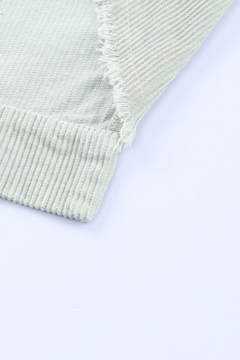 Raw Hem Flap Pocket Cropped Corduroy Jacket