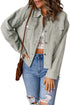 Raw Hem Flap Pocket Cropped Corduroy Jacket