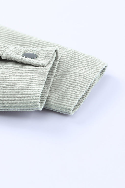 Raw Hem Flap Pocket Cropped Corduroy Jacket