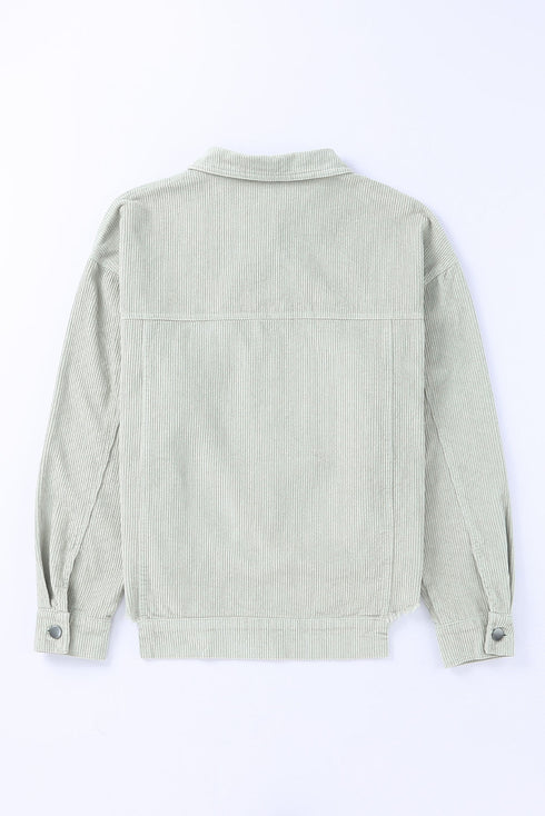 Raw Hem Flap Pocket Cropped Corduroy Jacket