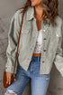 Raw Hem Flap Pocket Cropped Corduroy Jacket