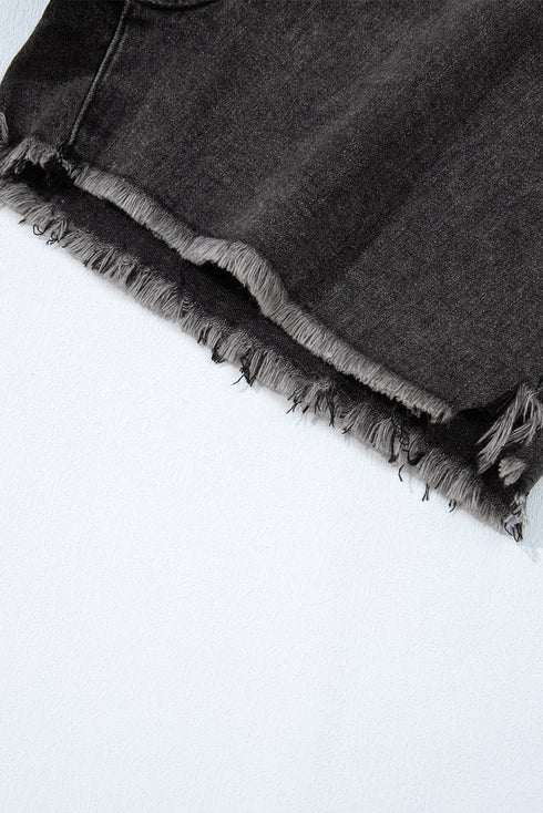 Raw Hem High Waist Denim Shorts