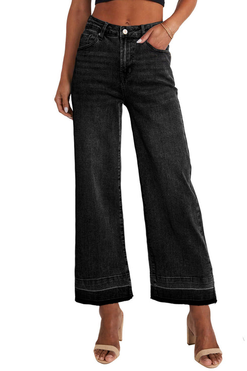 Raw Hem High Waist Straight Leg Loose Jeans