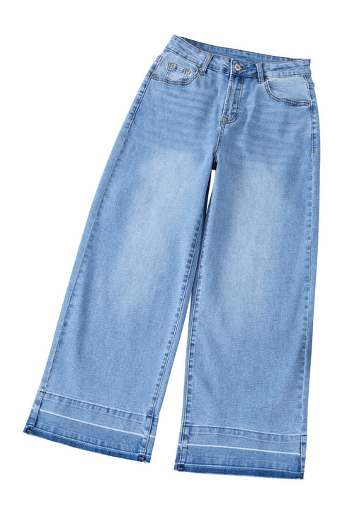 Raw Hem High Waist Straight Leg Loose Jeans
