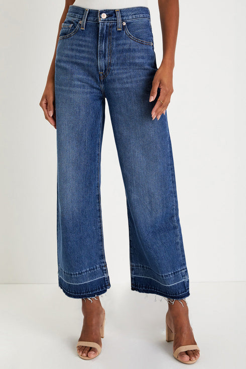 Raw Hem High Waist Straight Leg Loose Jeans