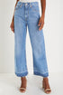 Raw Hem High Waist Straight Leg Loose Jeans