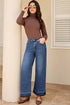 Raw Hem High Waist Straight Leg Loose Jeans