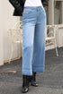 Raw Hem High Waist Straight Leg Loose Jeans