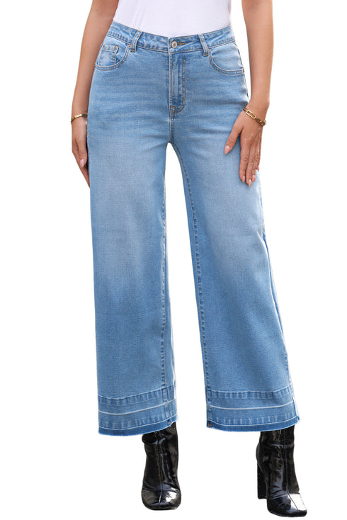 Raw Hem High Waist Straight Leg Loose Jeans