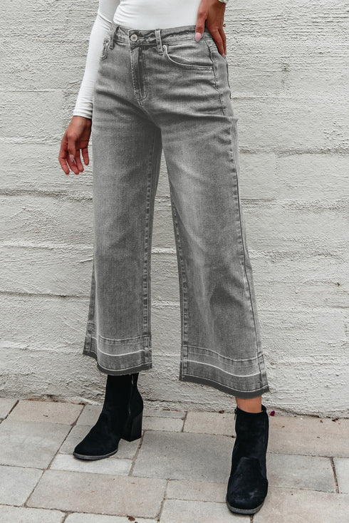 Raw Hem Loose Straight Leg High Waist Jeans