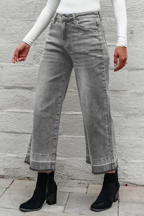 Raw Hem Loose Straight Leg High Waist Jeans