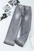 Raw Hem Loose Straight Leg High Waist Jeans