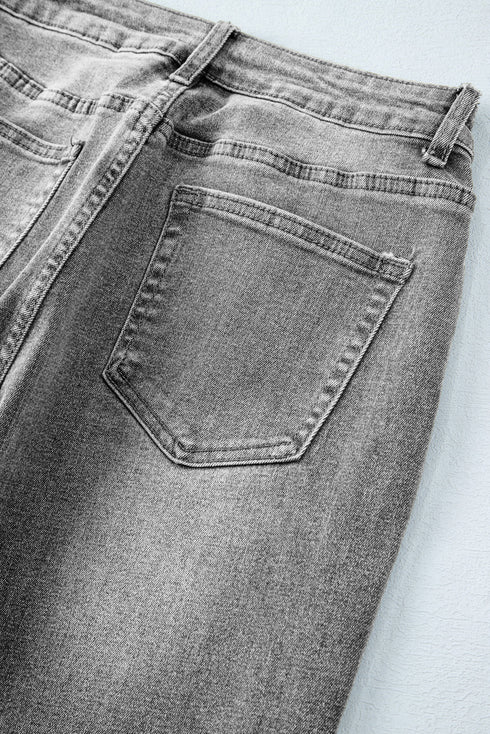 Raw Hem Loose Straight Leg High Waist Jeans
