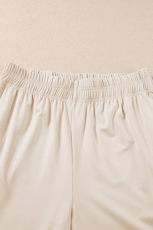 Raw Hem Loose Tee and Wide Leg Pants Set