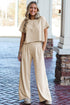 Raw Hem Loose Tee and Wide Leg Pants Set