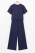 Raw Hem Loose Tee and Wide Leg Pants Set