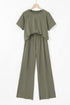Raw Hem Loose Tee and Wide Leg Pants Set