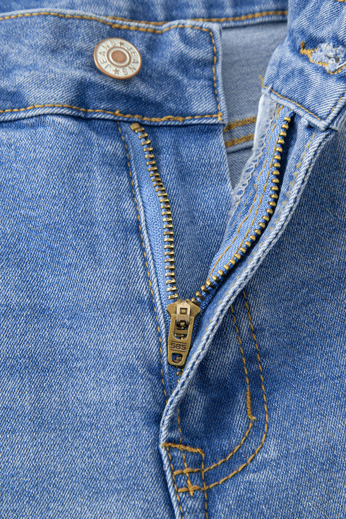 Raw Hem Unique Cuff High Rise Straight Loose Jeans