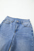 Raw Hem Unique Cuff High Rise Straight Loose Jeans