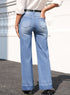 Raw Hem Unique Cuff High Rise Straight Loose Jeans