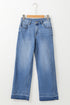 Raw Hem Unique Cuff High Rise Straight Loose Jeans