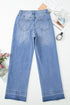 Raw Hem Unique Cuff High Rise Straight Loose Jeans