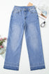 Raw Hem Unique Cuff High Rise Straight Loose Jeans