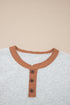 Raw Seam Detail Geometric Paneled Buttoned Henley Tee