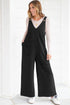 Raw Seam Floral Patch Wide Leg Overall Jumpsuit