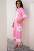 Raw Seam Flower Applique Wide Leg Loose Pant Set