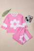 Raw Seam Flower Applique Wide Leg Loose Pant Set