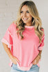 Raw Seam High Low Hem Side Split Top