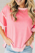 Raw Seam High Low Hem Side Split Top