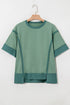 Raw Seam High Low Hem Side Split Top