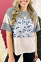 Raw Seam Mixed Pattern Camo Patchwork Western Tee