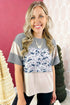 Raw Seam Mixed Pattern Camo Patchwork Western Tee