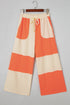 Raw Seam Paneled Wide Leg Ankle Length Pants