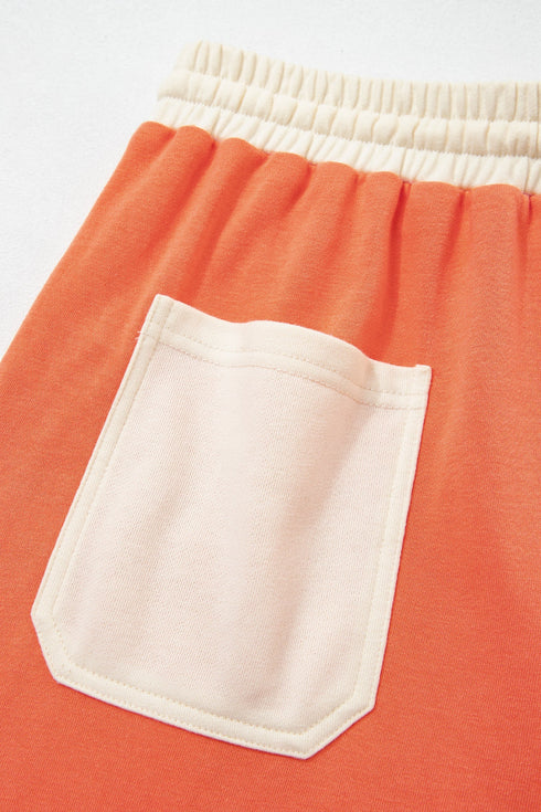 Raw Seam Paneled Wide Leg Ankle Length Pants