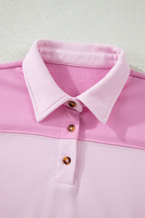 Raw Seam Patchwork A Line Polo Collar Mini Dress