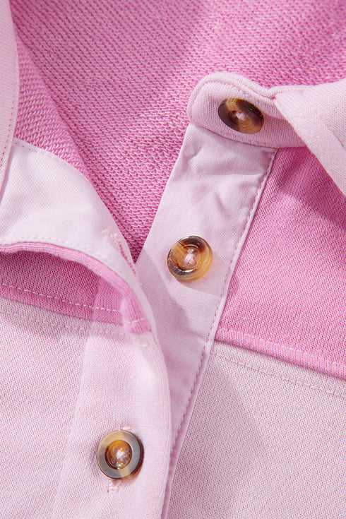 Raw Seam Patchwork A Line Polo Collar Mini Dress