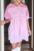 Raw Seam Patchwork A Line Polo Collar Mini Dress