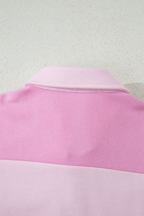 Raw Seam Patchwork A Line Polo Collar Mini Dress
