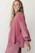 Raw Seam Patchwork Long Sleeve Top Pocketed Wide Leg Pant Set